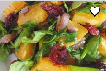 Roasted Butternut Squash with Onions, Spinach, and Cranberries